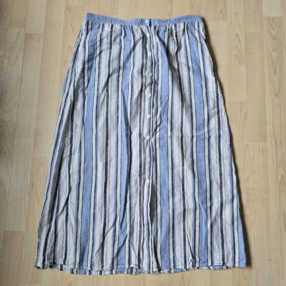 Max Studio Linen Blend Button Front Skirt Size Large